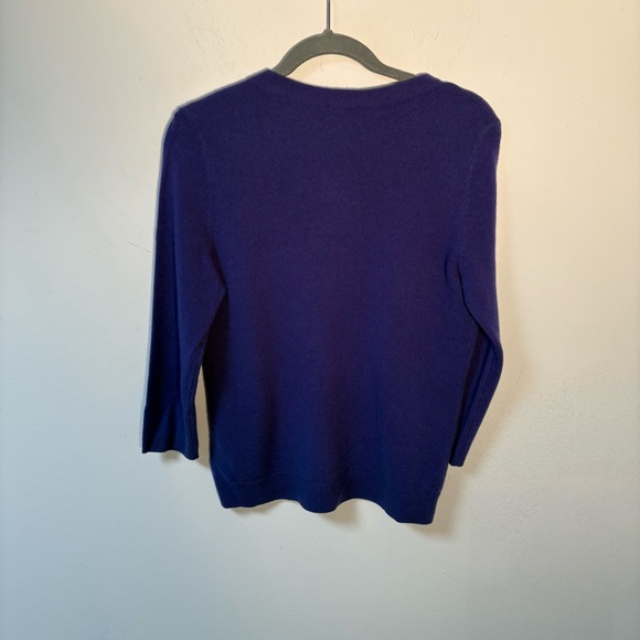 Talbots Womens Pure Cashmere Purple 3/4 Sleeve Sweater Medium - Picture 2 of 9